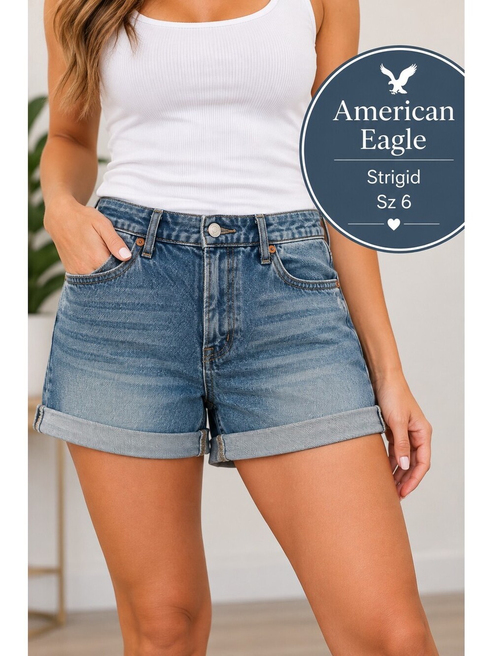 American Eagle | 6 | Distressed Cuffed Denim Shorts